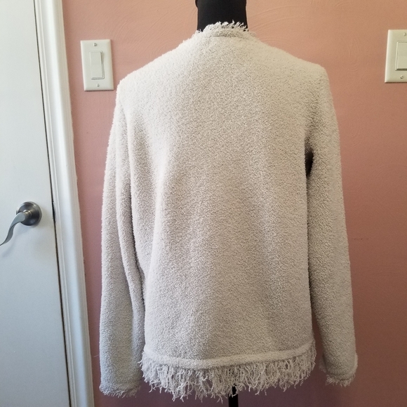 BAREFOOT DREAMS COZYCHIC Open Front Frayed Edges Ivory Cardigan Small - Picture 4 of 6